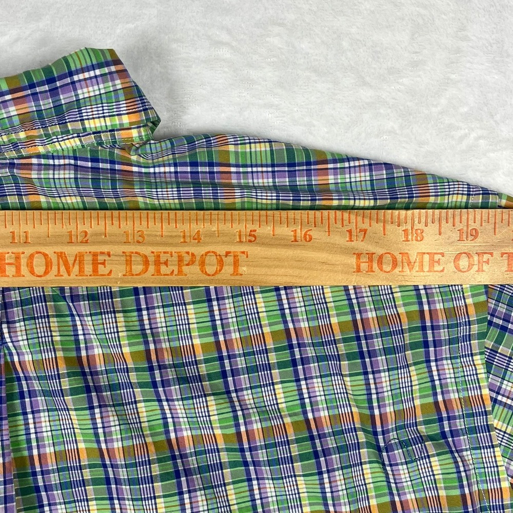 Ralph Lauren Button Down Shirt Mens Large Green Plaid Classic Fit 100% Cotton - Picture 10 of 11